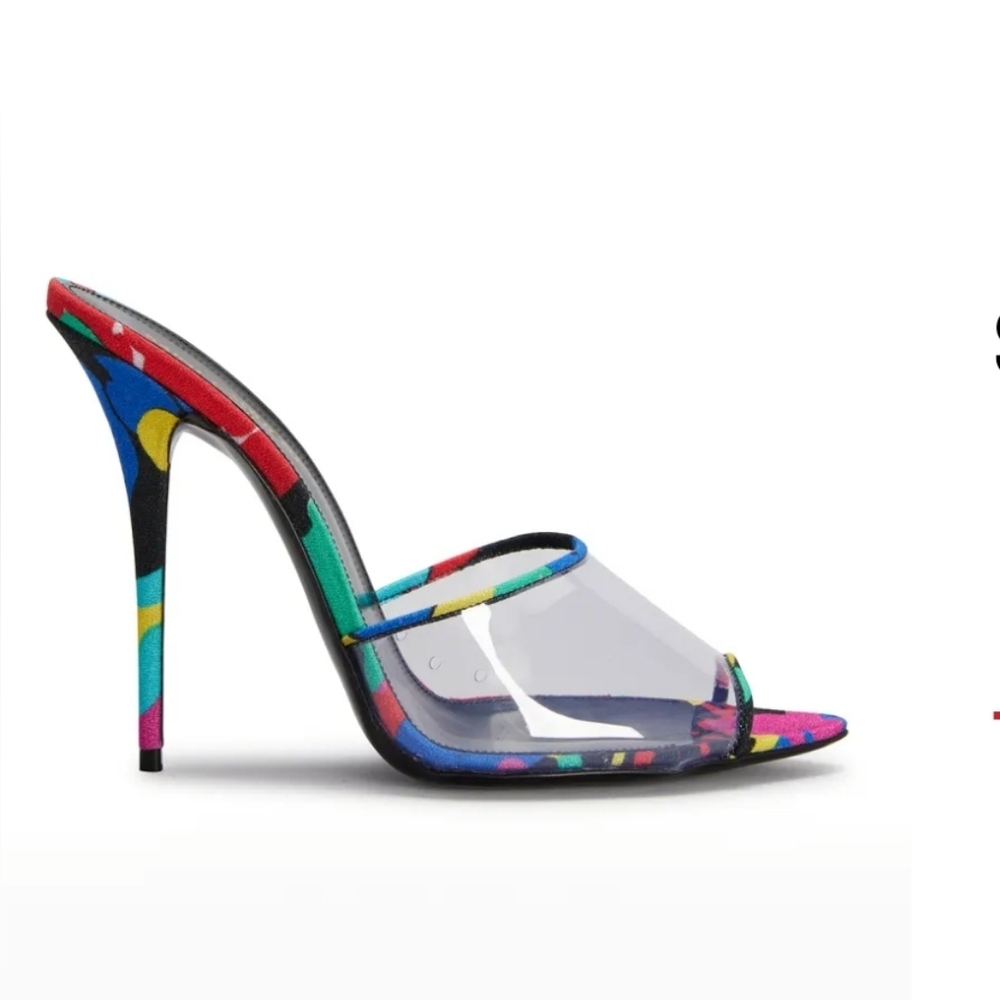 Saint Laurent Women's Lolita Transparent High Heel Slide Sandals
